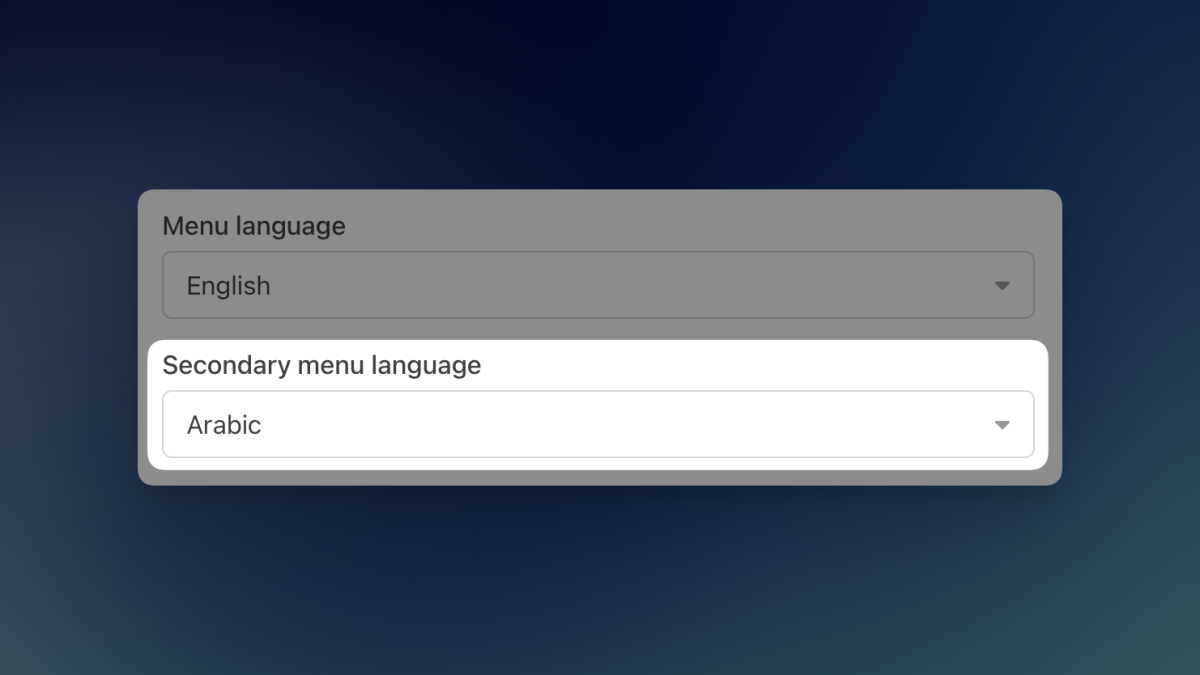 Add a secondary language to your menu