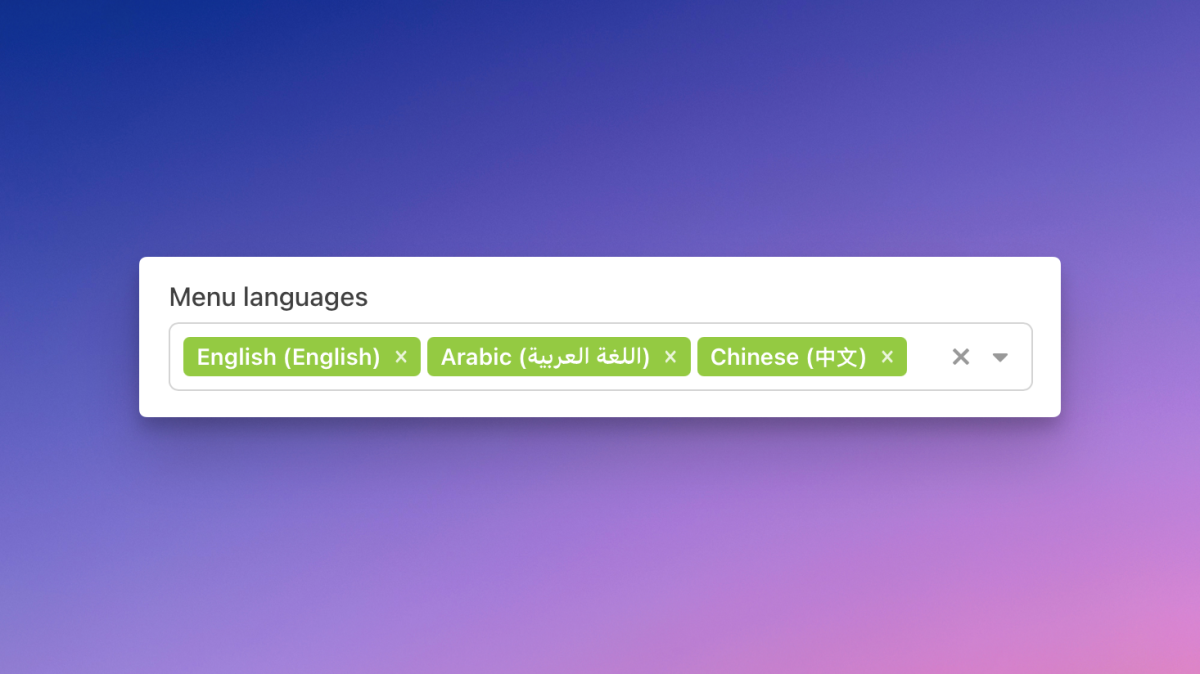 Choose multiple languages for your menu