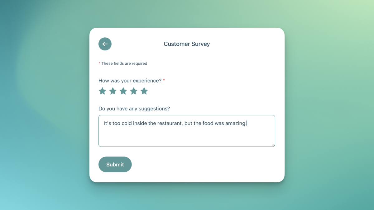 Collect feedback directly from your menu