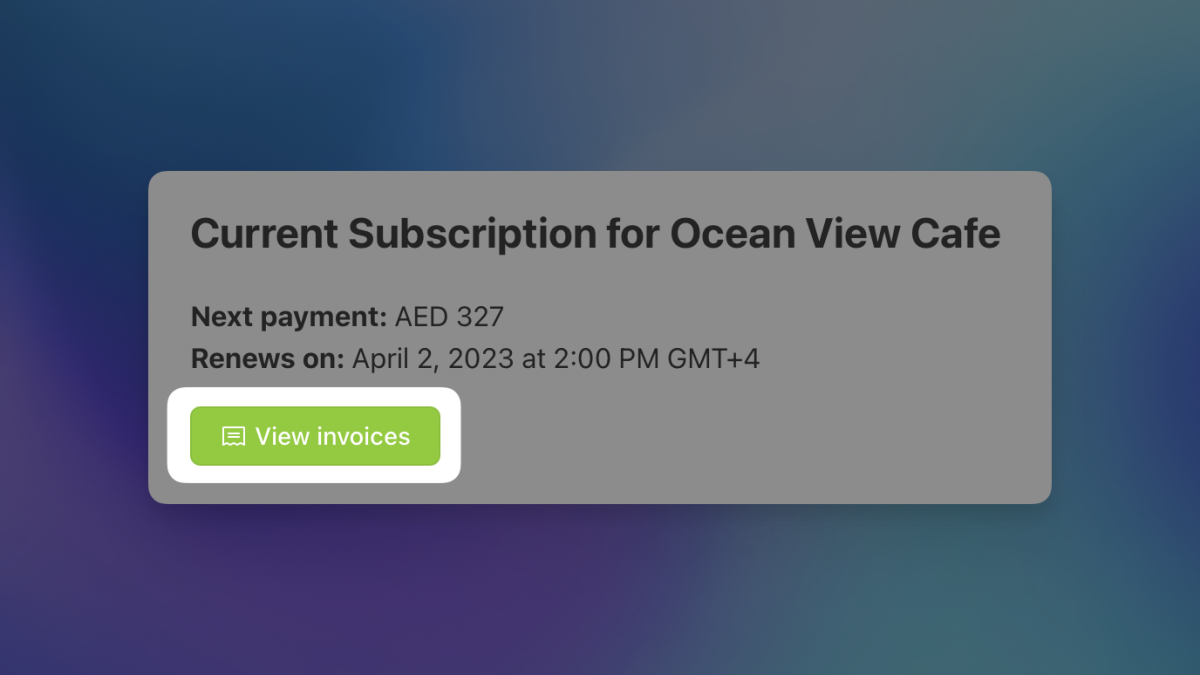 View past invoices on the subscription page