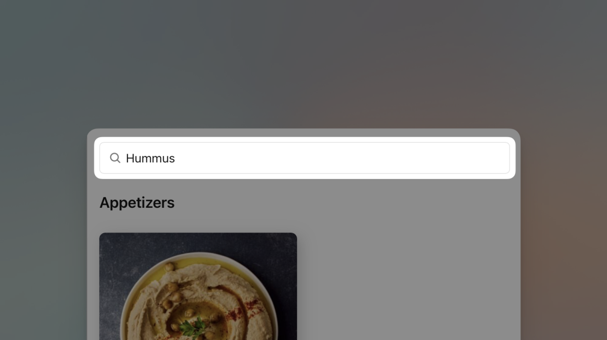 Search bar added to the menu