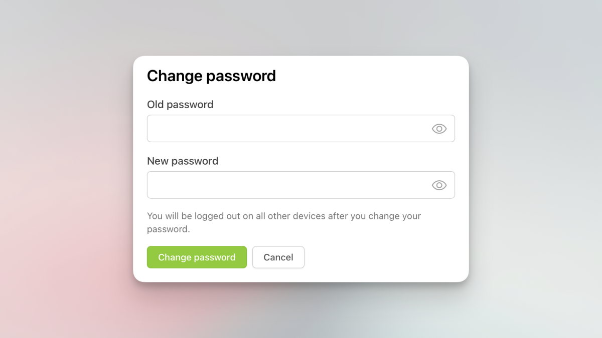 Password change option now in profile menu