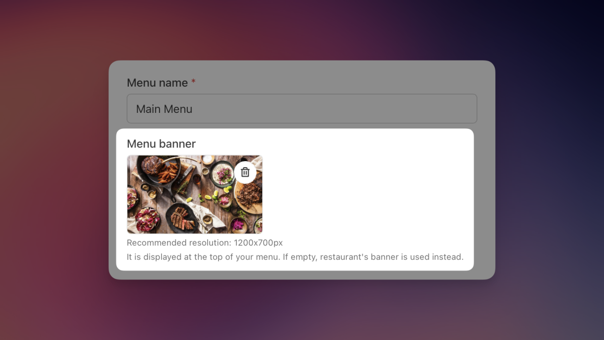 Set a different banner for each menu