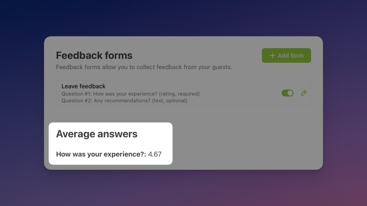 New "Average answers" section on "Feedback forms" page