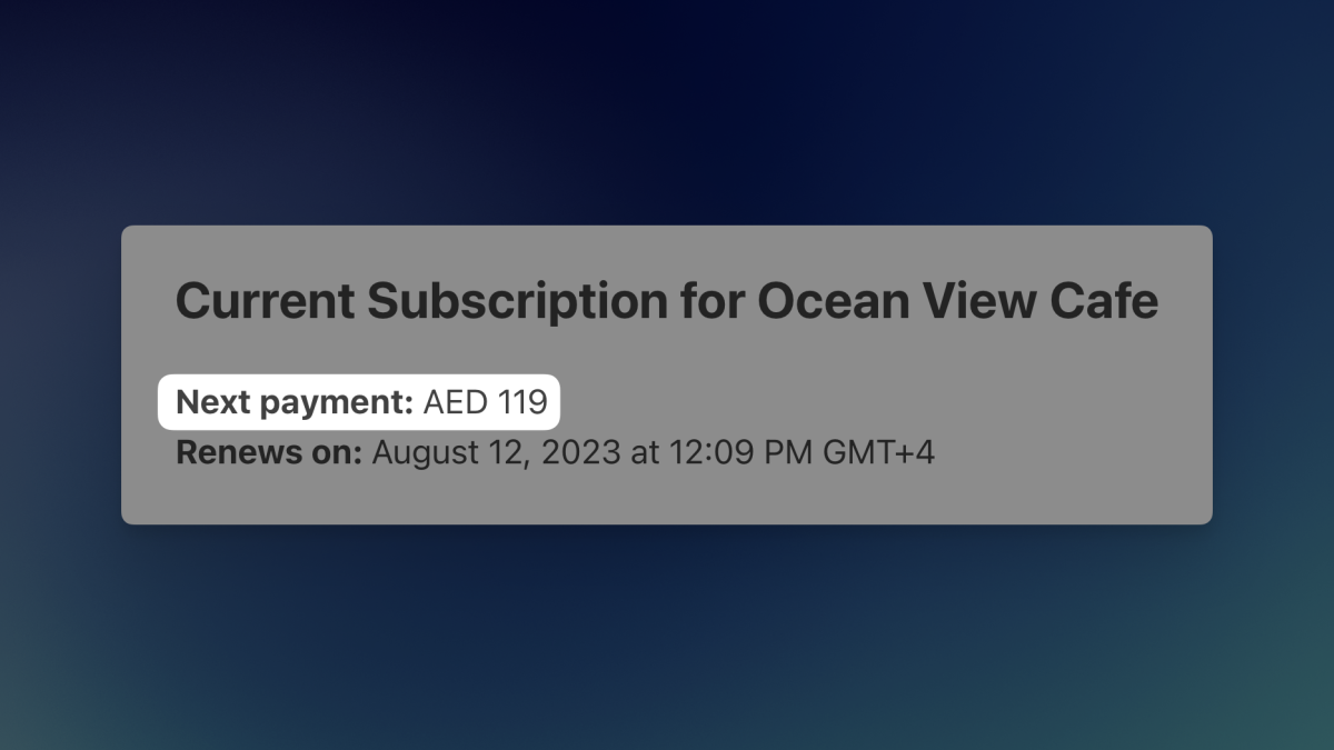 Next payment amount now shown on subscription page
